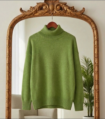 Women's Turtleneck Sweater Oversized Cotton Blend Warm Fit – Elara