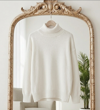 Women's Turtleneck Sweater Oversized Cotton Blend Warm Fit – Elara