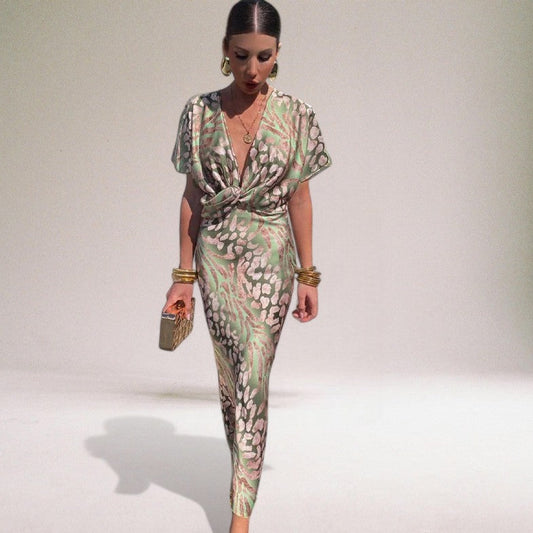 Elegant Twisted V-Neck Maxi Dress for Special Occasions