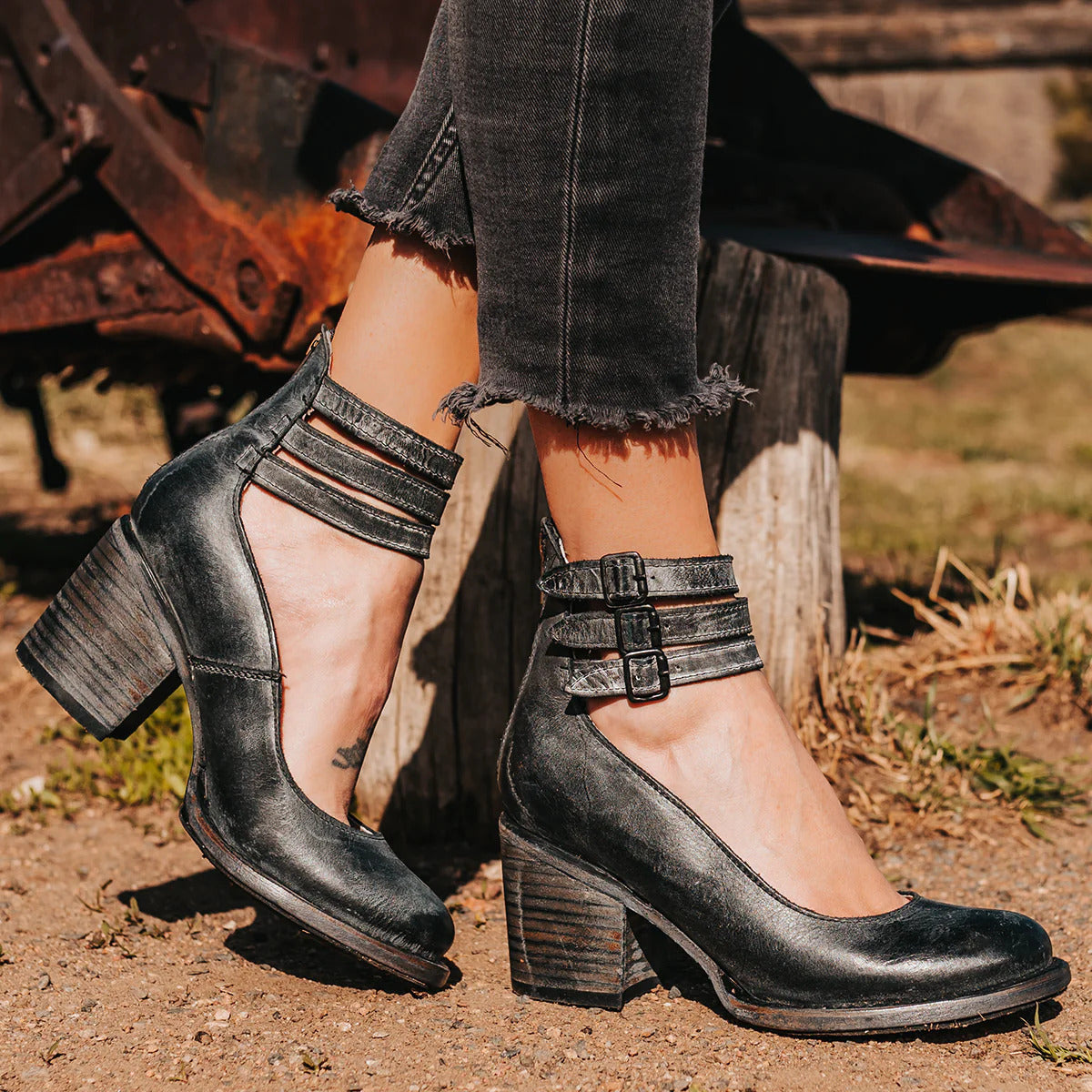 Florence Premium Strappy Ankle Strap Block Heel Boots – Elegant Women's Footwear Collection