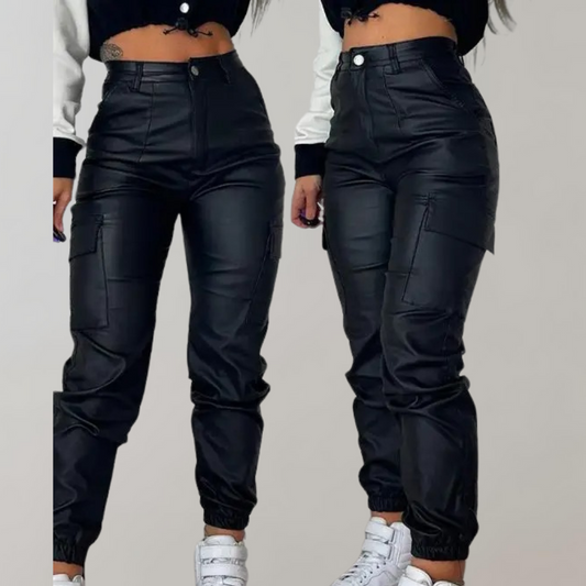 Cozy & Versatile Women's Tapered Cargo Pants – Stylish Polyester Design Perfect for Winter
