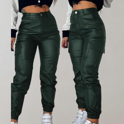 Pantalon cargo fuselé confortable et polyvalent pour femmes – Design en polyester stylé parfait pour l’hiver