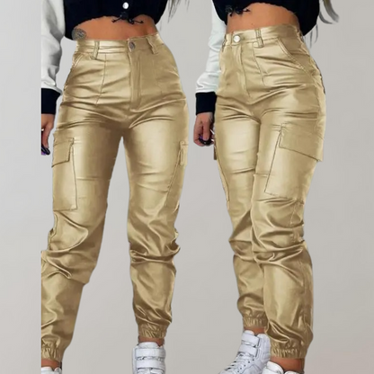 Pantalon cargo fuselé confortable et polyvalent pour femmes – Design en polyester stylé parfait pour l’hiver
