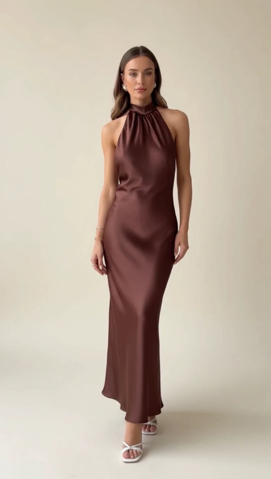 Elegant Halter Sleeveless Maxi Dress