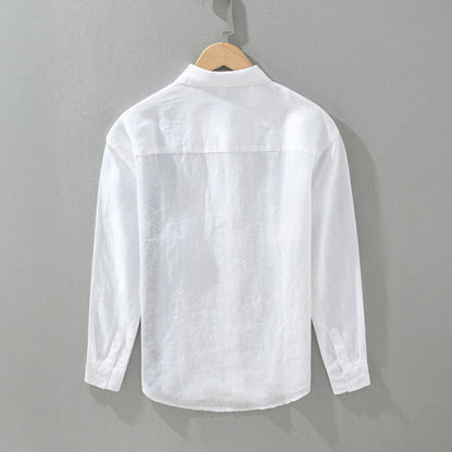 NEVO Gossamer Linen Shirt with Vertical Pattern