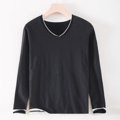 HENSON V-Neck Shirt with Broken-Edge Detail and Breathable Fabric