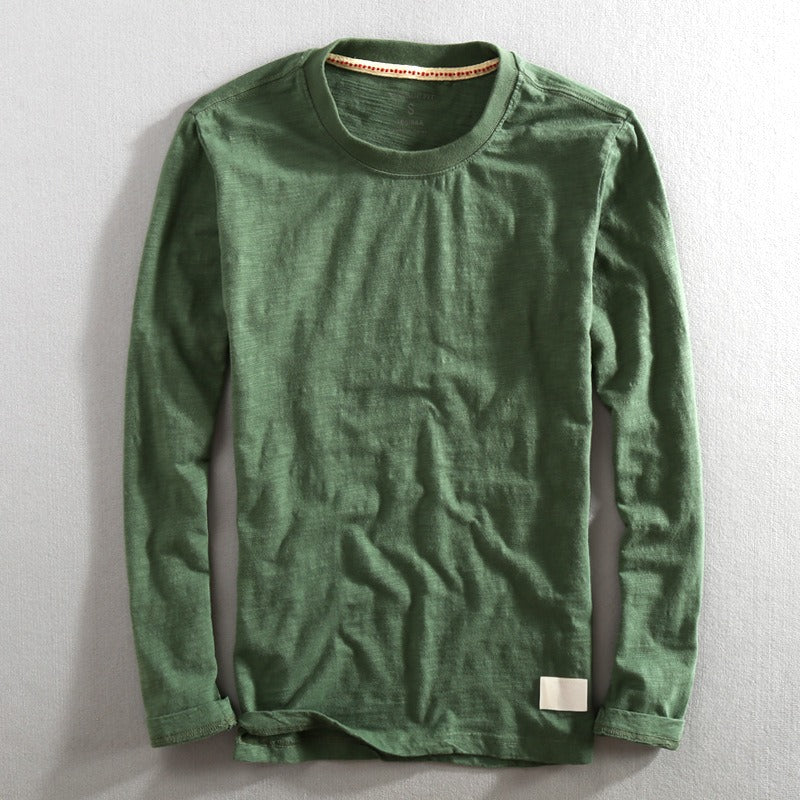 Zen Long Sleeve Shirt with Raw Edge Details and Structured Neckline