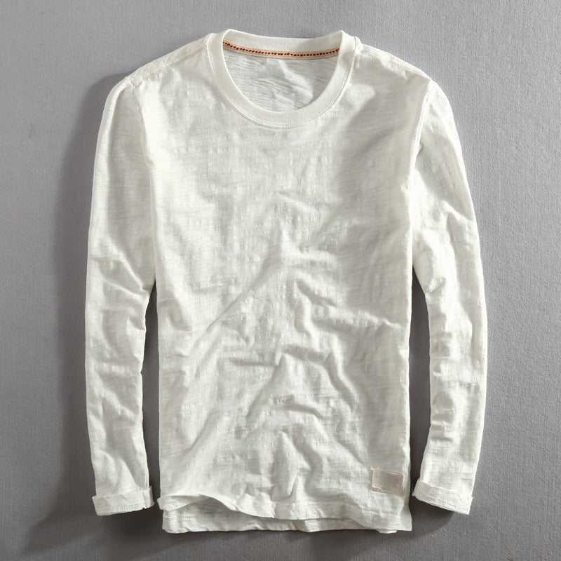 Zen Long Sleeve Shirt with Raw Edge Details and Structured Neckline