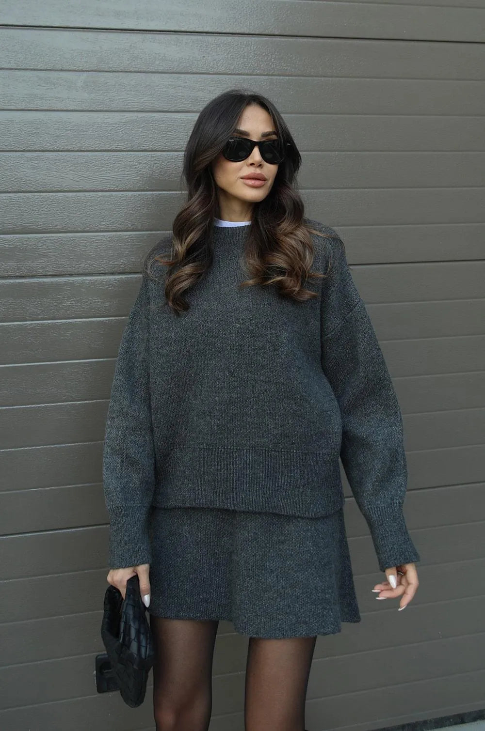 NEVA 2-Piece Oversized Sweater and Skirt Set for Women – Comfortable Stylish Outfit