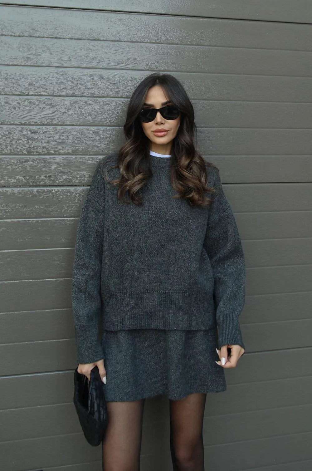 NEVA 2-Piece Oversized Sweater and Skirt Set for Women – Comfortable Stylish Outfit