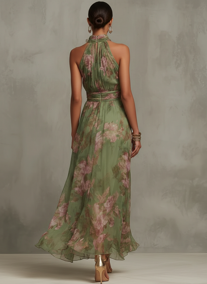 Aurelia | Women's Floral Halter Neck Maxi Dress