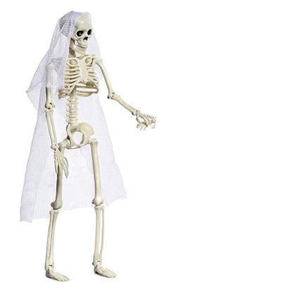 Halloween Skeleton Couple Decoration Props with Wedding Veil for Haunted Party and Spooky Celebrations