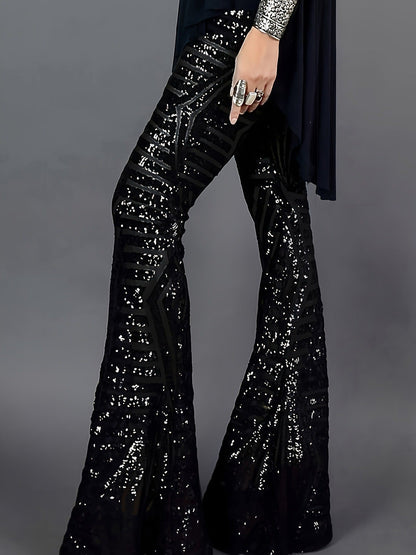 Women's Sequin Flare Pants High Rise Evening Wear – Celeste