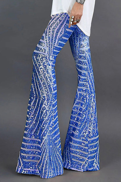 Women's Sequin Flare Pants High Rise Evening Wear – Celeste