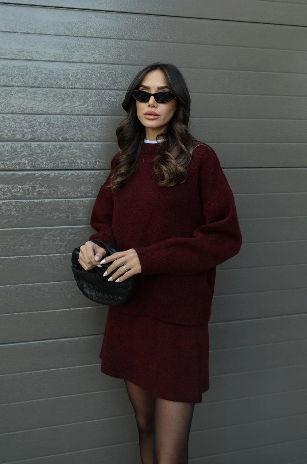 NEVA 2-Piece Oversized Sweater and Skirt Set for Women – Comfortable Stylish Outfit