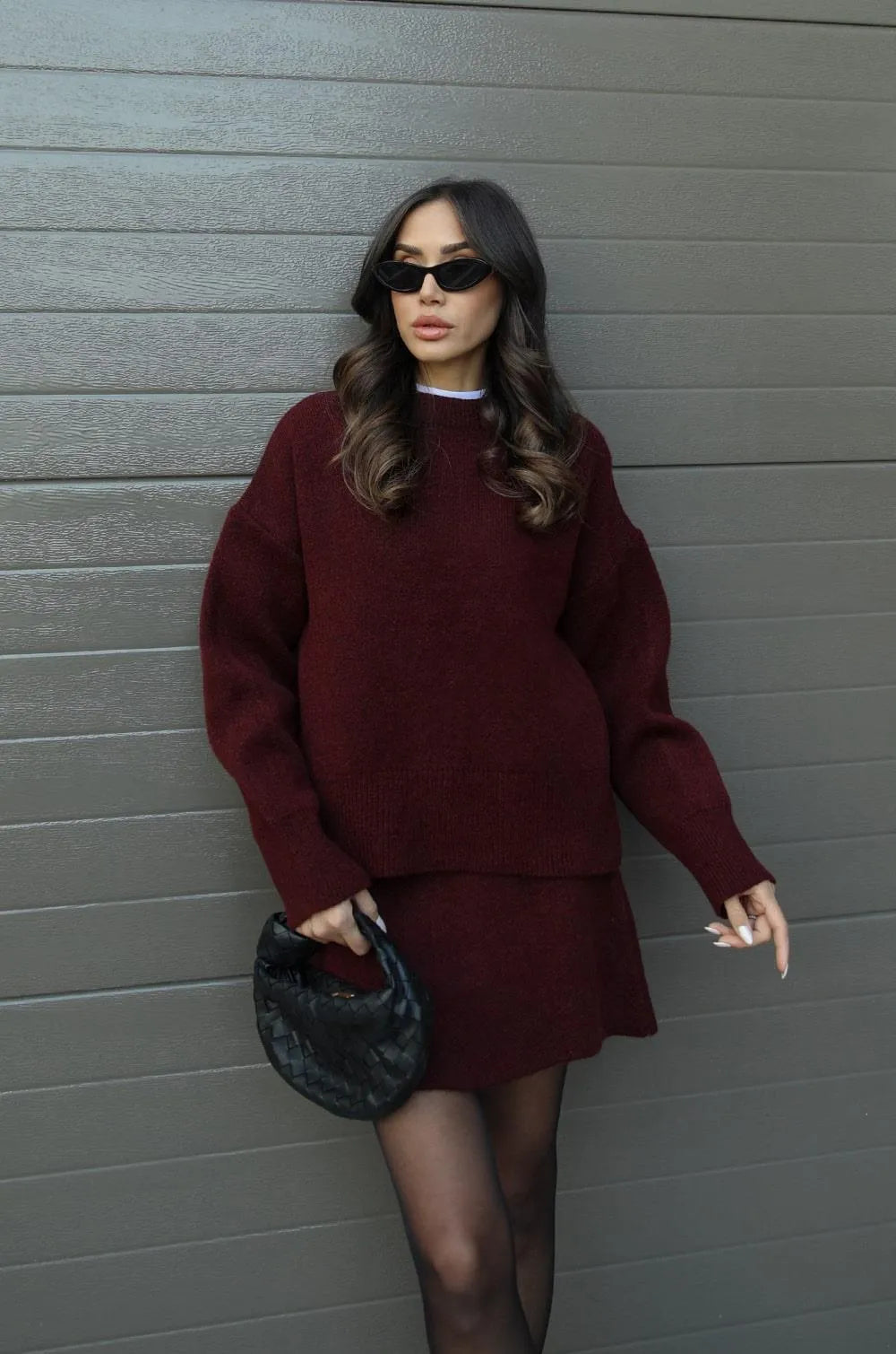 NEVA 2-Piece Oversized Sweater and Skirt Set for Women – Comfortable Stylish Outfit