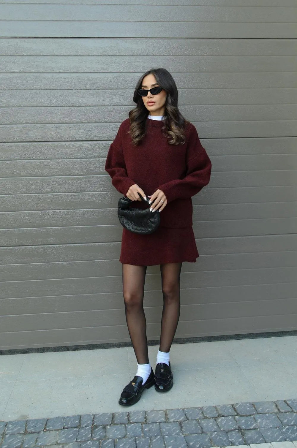NEVA 2-Piece Oversized Sweater and Skirt Set for Women – Comfortable Stylish Outfit