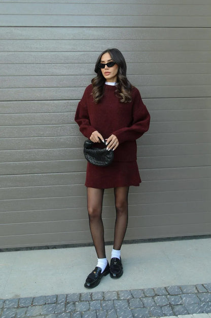 NEVA 2-Piece Oversized Sweater and Skirt Set for Women – Comfortable Stylish Outfit