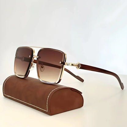 Sunglasses Vintage-Inspired Metal Frame Wooden Temples – Aurelia