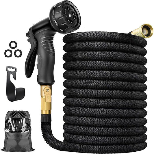 HydroFlex | Expandable Garden Hose 100ft with Flexible Kink-Free Water Hose & 8-Pattern Nozzle Kit