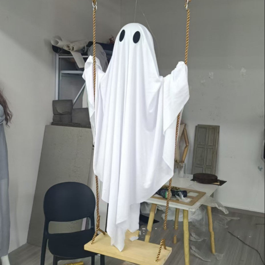Halloween Illuminated Swinging Ghost Porch Decoration with Remote Control for Outdoor Display
