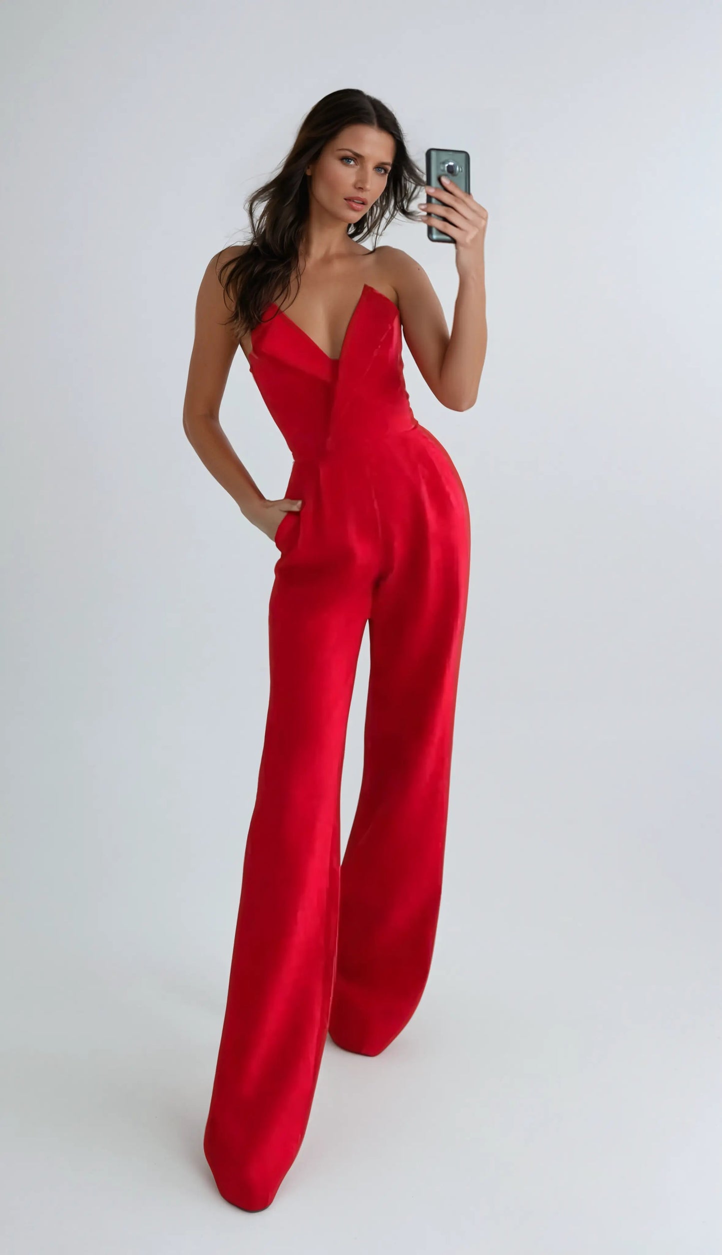 Combinaison bustier plissée à jambes larges