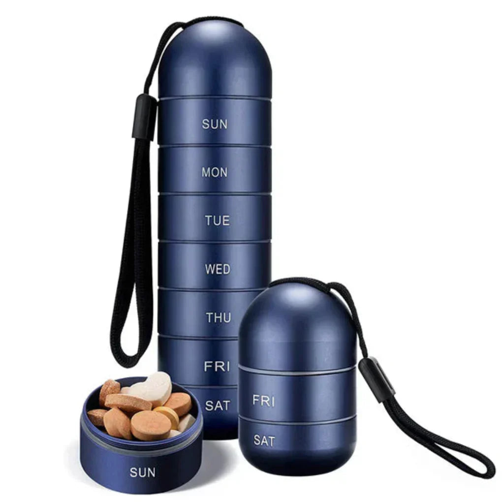 Davy | 7-Day Weekly Pill Organizer with Waterproof Aluminum Case