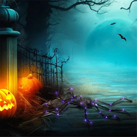 Giant Illuminated Halloween Spider Yard Decoration with Bendable Legs for Spooky Outdoor Displays