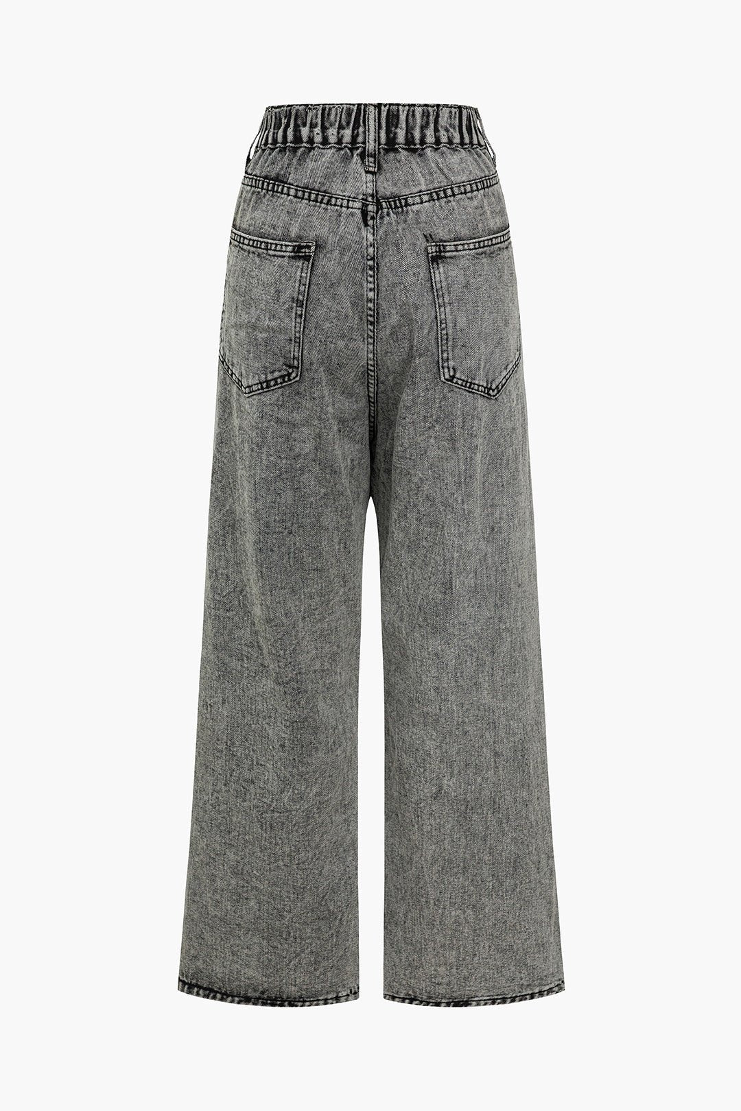 Jean large délavé gris avec poches accentuées audacieuses