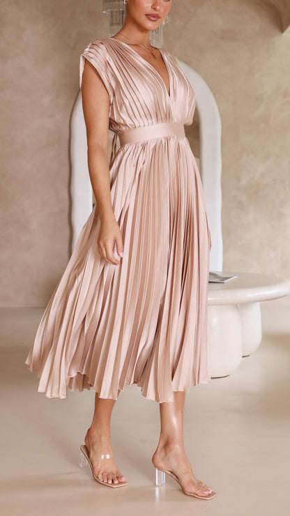 Doris | Women's V-Neck Fit & Flare Midi Dress