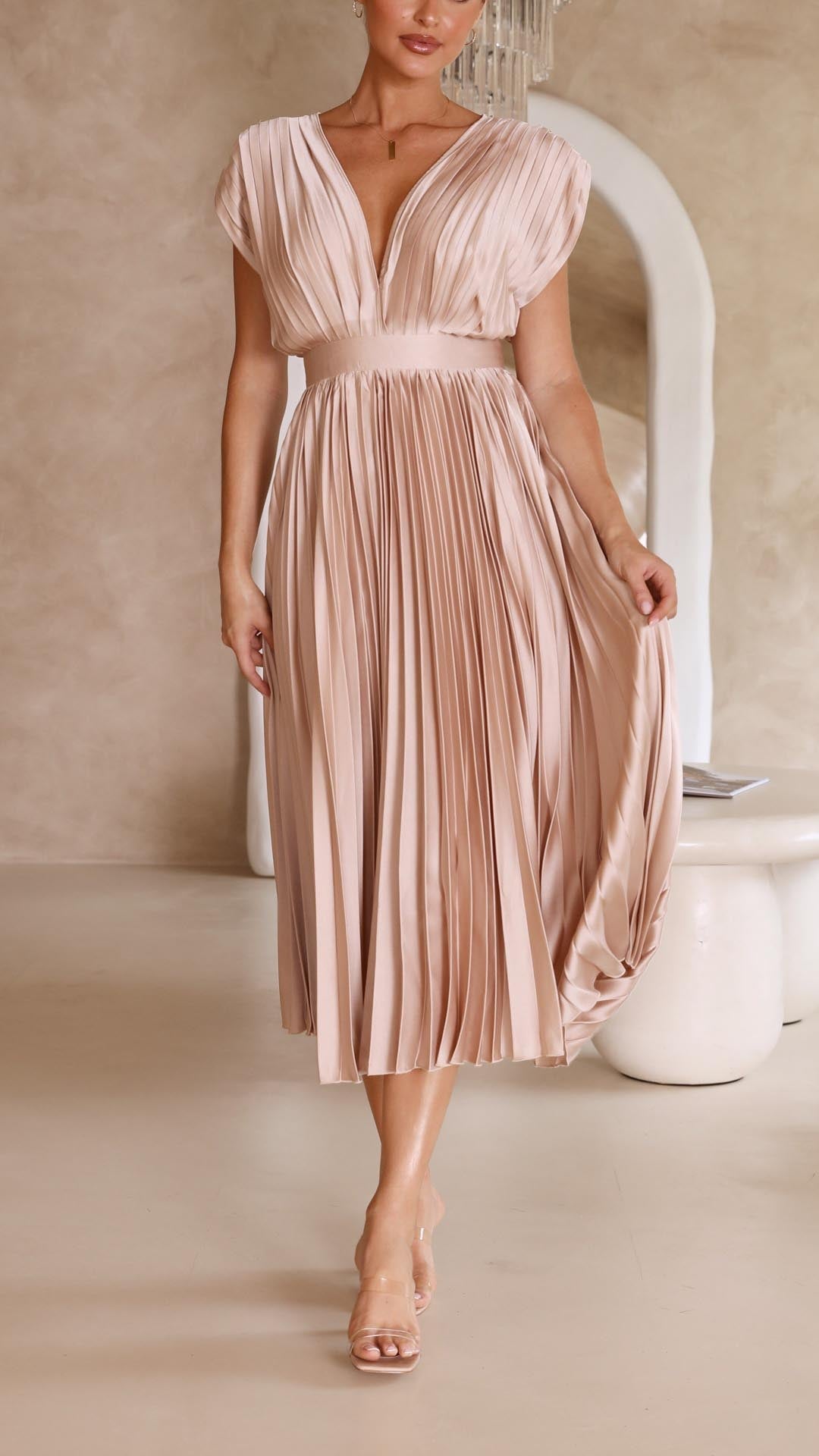 Doris | Women's V-Neck Fit & Flare Midi Dress