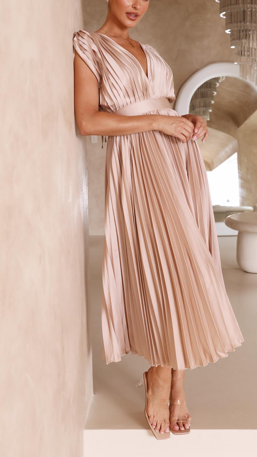 Doris | Women's V-Neck Fit & Flare Midi Dress