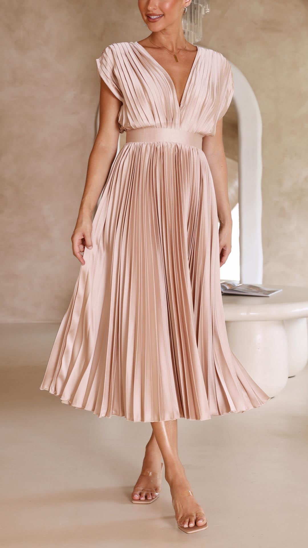 Doris | Women's V-Neck Fit & Flare Midi Dress