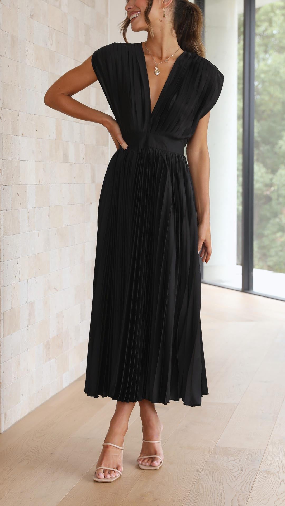 Doris | Women's V-Neck Fit & Flare Midi Dress