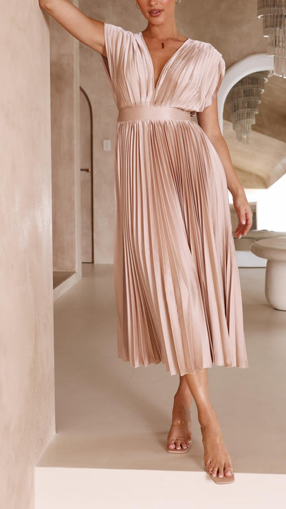 Doris | Women's V-Neck Fit & Flare Midi Dress