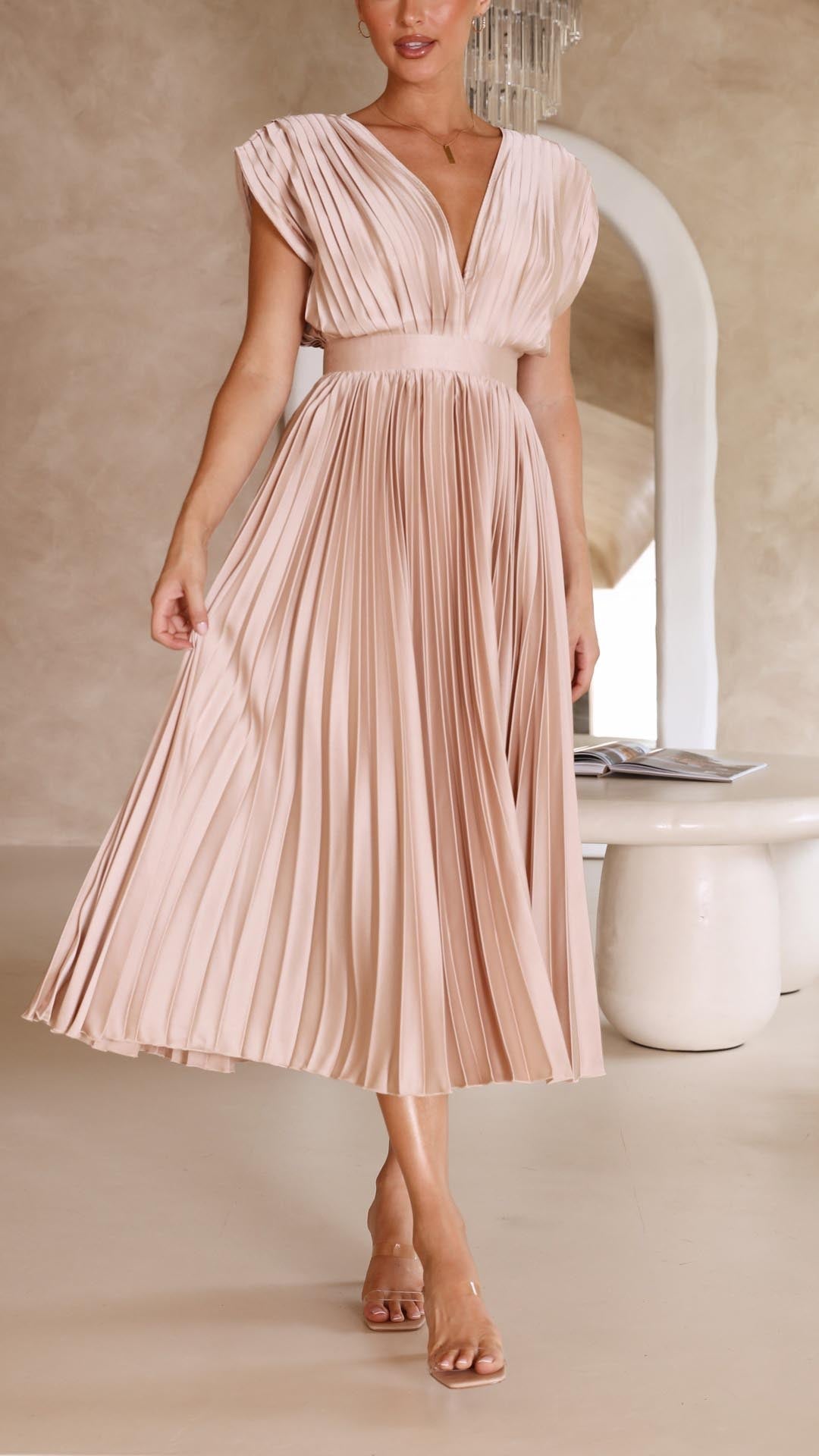 Doris | Women's V-Neck Fit & Flare Midi Dress