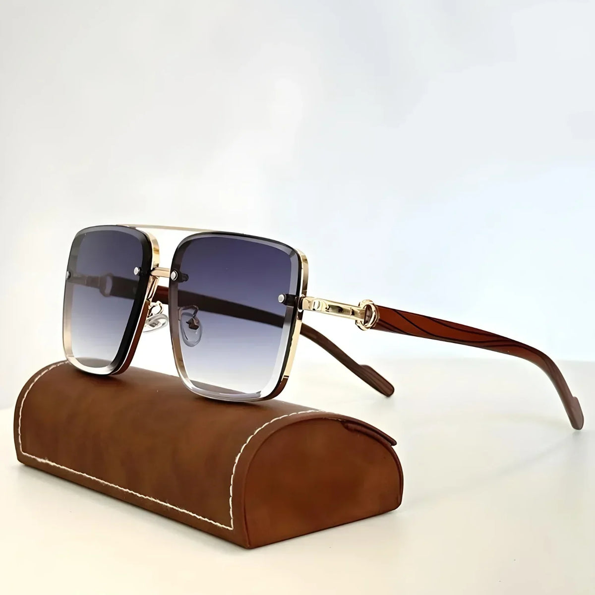 Sunglasses Vintage-Inspired Metal Frame Wooden Temples – Aurelia