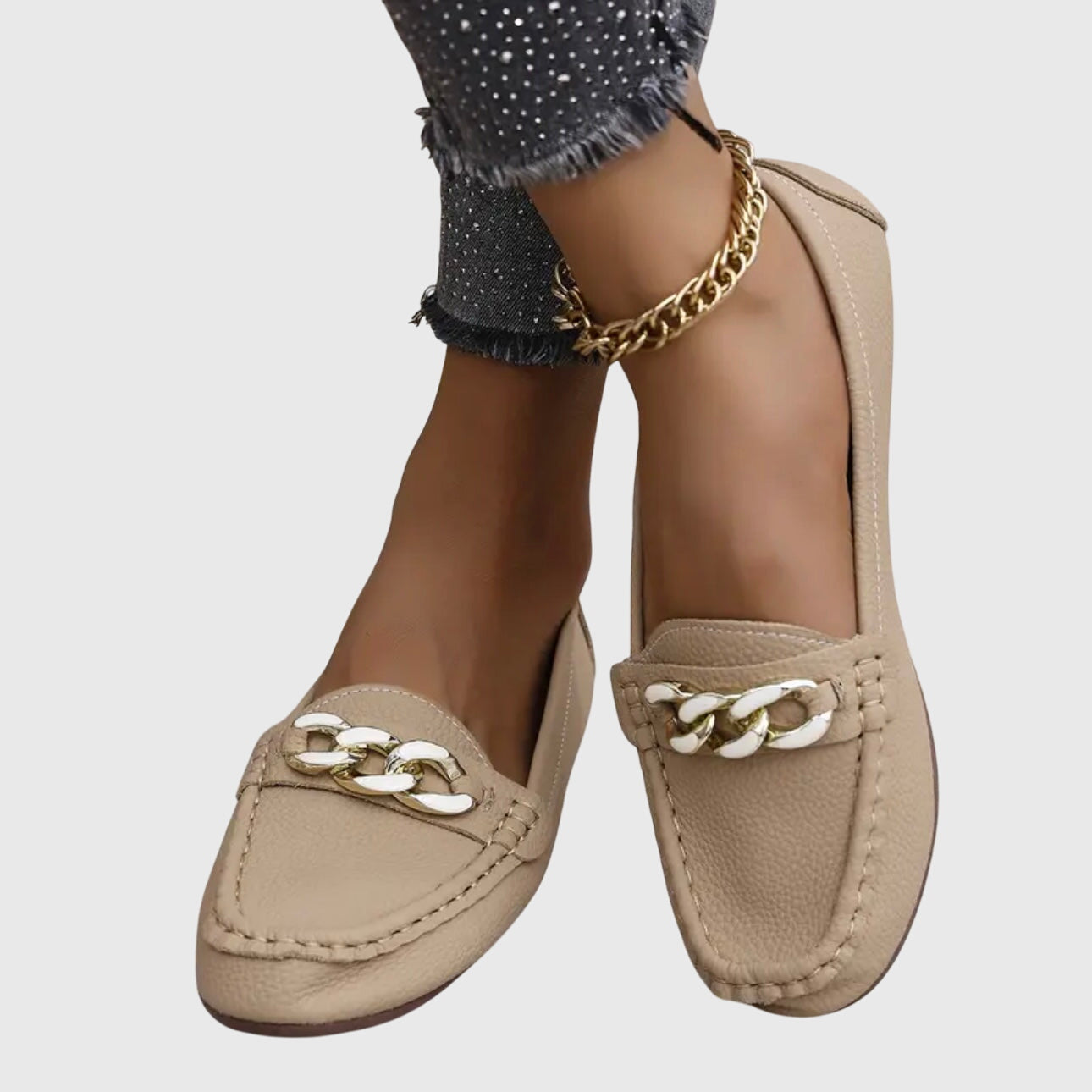 Melissa Orthopedic Loafers with Cushioned Insole and Gold-Chain Accent