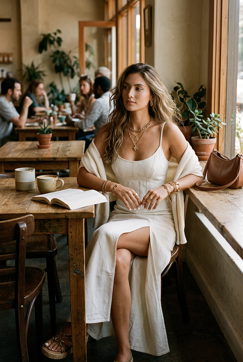 Robe maxi blanche minimaliste chic à bretelles avec fente