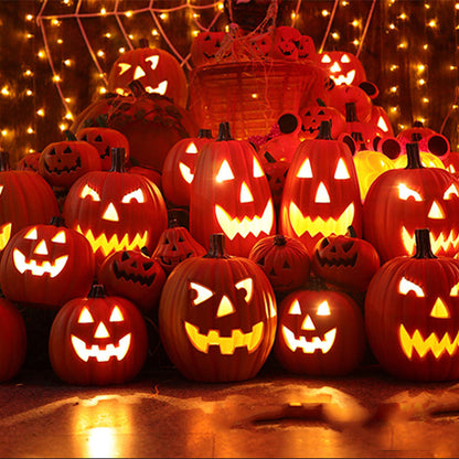 Halloween Pumpkin Lantern Set - Durable Plastic Blow Molded Decorative Lights for Spooky Season Decor