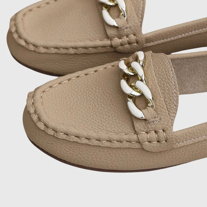 Melissa Orthopedic Loafers with Cushioned Insole and Gold-Chain Accent