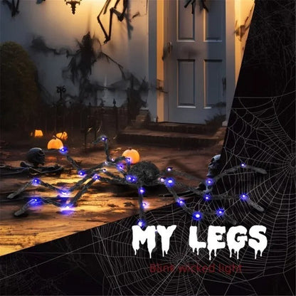 Giant Illuminated Halloween Spider Yard Decoration with Bendable Legs for Spooky Outdoor Displays