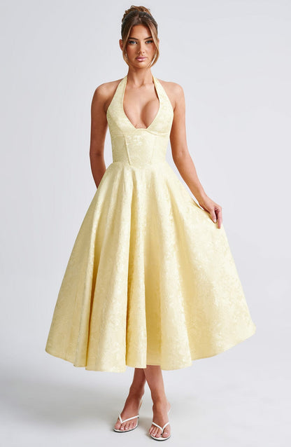 Kimberly | Women’s Wedding Gues Dress Halter Midi Dress