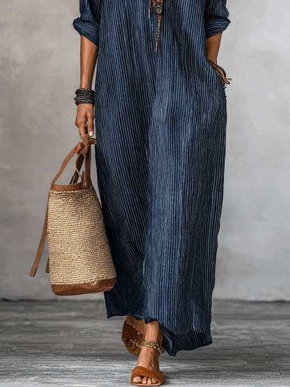 Robe maxi nomade indigo décontractée