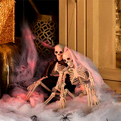 Halloween Skeleton Couple Decoration Props with Wedding Veil for Haunted Party and Spooky Celebrations