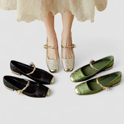 Chrystahh Orthopedic Mary Jane Shoes with Low Block Heel and Elegant Strap