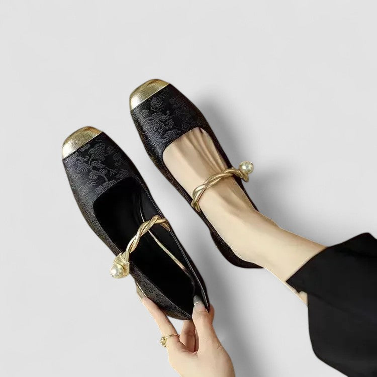 Chrystahh Orthopedic Mary Jane Shoes with Low Block Heel and Elegant Strap