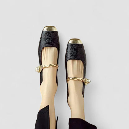 Chrystahh Orthopedic Mary Jane Shoes with Low Block Heel and Elegant Strap