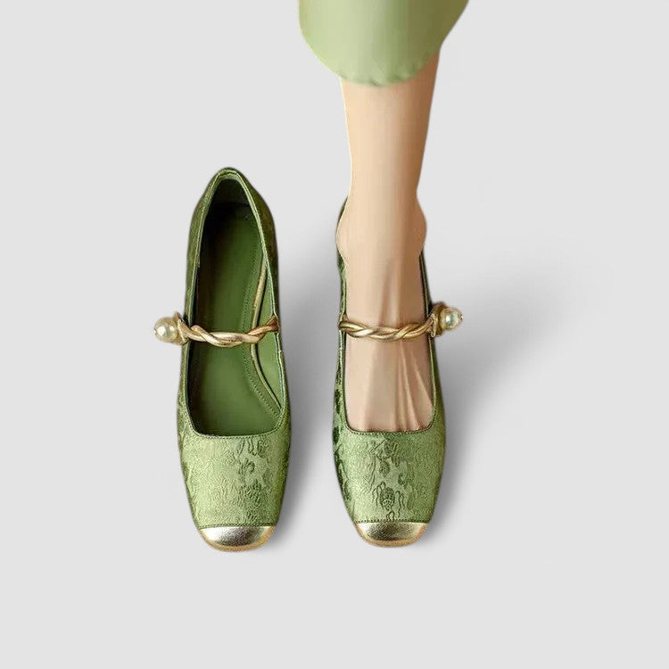Chrystahh Orthopedic Mary Jane Shoes with Low Block Heel and Elegant Strap