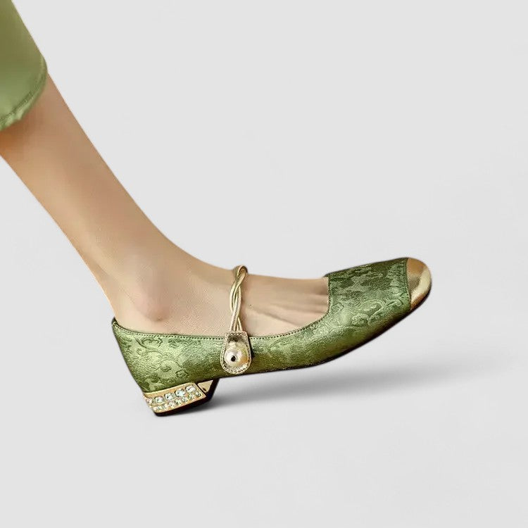 Chrystahh Orthopedic Mary Jane Shoes with Low Block Heel and Elegant Strap